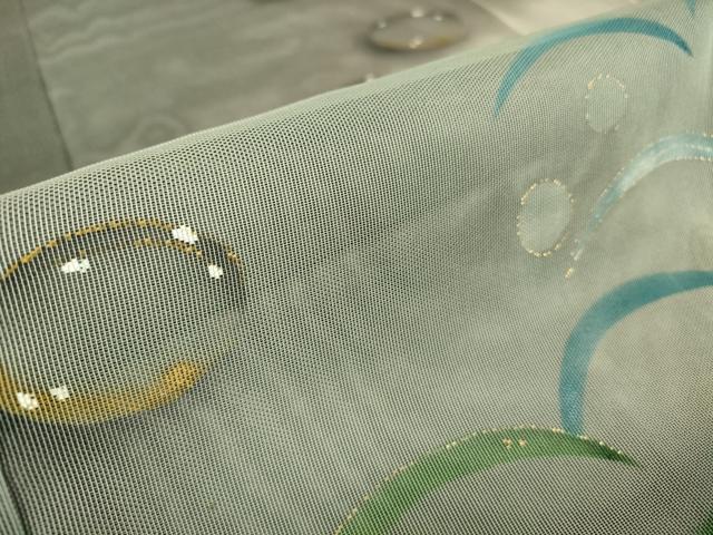 平和屋着物▽訪問着　無双　紗袷　紗×紗　梅雨芝文　黒地　金彩　正絹　逸品　DABH6816az
