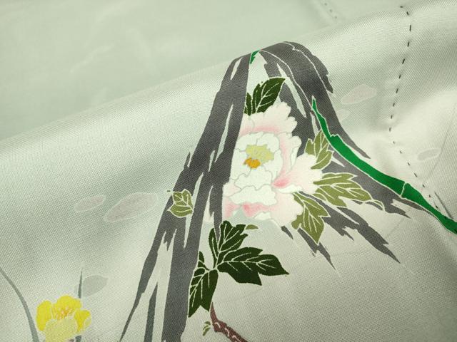 平和屋着物●訪問着　雪持ち笹　黒地　金彩　正絹　逸品　DABH6819az