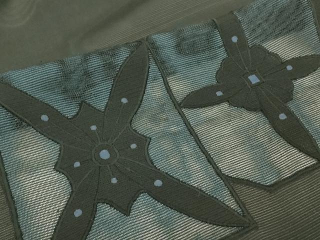 平和屋着物▽羽織　スリーシーズン　春夏秋　塵除け　絽　刺繍　色紙花文　黒地　正絹　逸品　未使用　DABH6821az