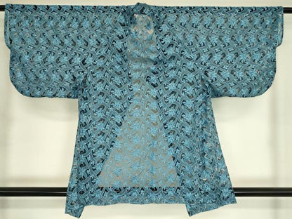 平和屋着物▽道行コート　スリーシーズン　春夏秋　塵除け　総レース　草花文　オンワード樫山　DABH6831az