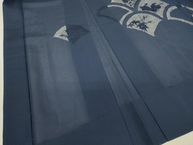 平和屋着物▽中国三大刺繍 スワトウ刺繍 汕頭刺繍 羽織 スリーシーズン 春夏秋 塵除け 絽 扇面花文 青藍色 正絹 逸品 DABH6843az