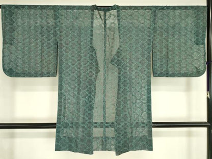 平和屋着物▽道行コート　スリーシーズン　春夏秋　塵除け　総レース　草葉文　ロング丈　DABH6850az