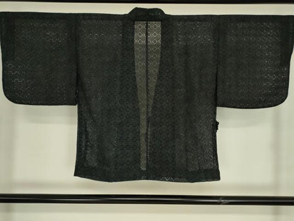 平和屋着物▽道中着　スリーシーズン　春夏秋　塵除け　総レース　花尽くし　黒地　DABH6852az