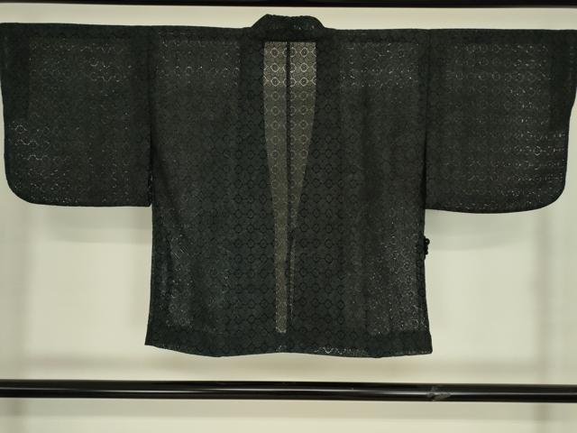 平和屋着物▽道中着　スリーシーズン　春夏秋　塵除け　総レース　花尽くし　黒地　DABH6852az
