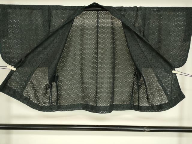 平和屋着物▽道中着　スリーシーズン　春夏秋　塵除け　総レース　花尽くし　黒地　DABH6852az