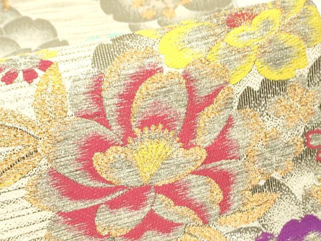 平和屋着物▼六通柄袋帯　舞花文　金糸　正絹　逸品　DABH6859az
