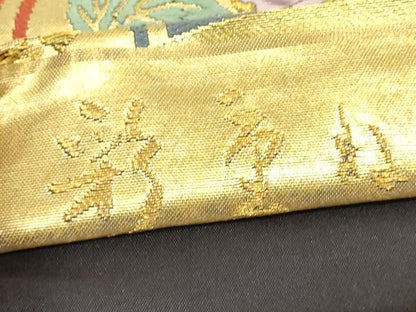 平和屋着物▼六通柄袋帯　唐織　有職青海波文　金銀糸　正絹　逸品　DABH6869az