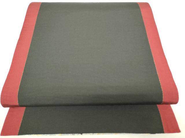 平和屋着物▼両面　六通柄袋帯　唐織　舞桜文　黒地　金銀糸　正絹　逸品　DABH6871az