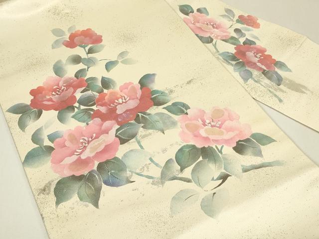 平和屋着物▼九寸名古屋帯　螺鈿箔　枝花文　金彩　正絹　逸品　DABH6894az