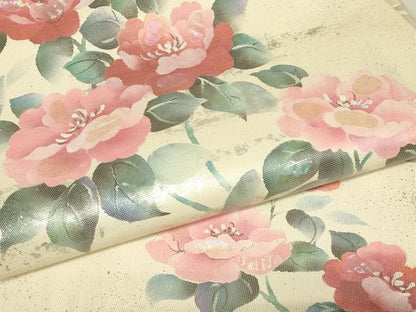 平和屋着物▼九寸名古屋帯　螺鈿箔　枝花文　金彩　正絹　逸品　DABH6894az