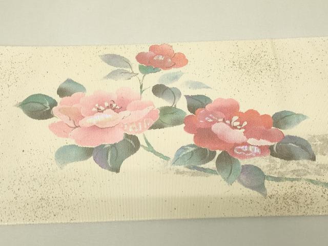 平和屋着物▼九寸名古屋帯　螺鈿箔　枝花文　金彩　正絹　逸品　DABH6894az