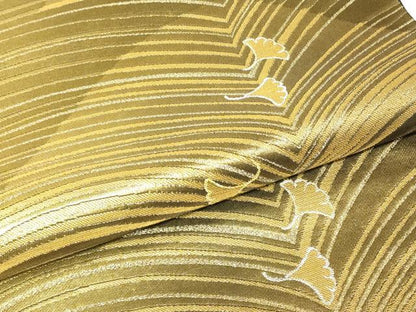 平和屋着物▼六通柄袋帯　銀杏　金銀糸　正絹　逸品　DABH6895az