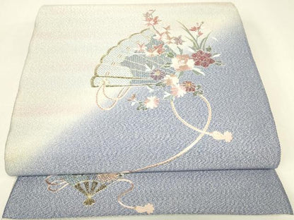 平和屋着物▼中国三大刺繍　スワトウ刺繍　汕頭刺繍　綴れ　太鼓柄袋帯　駒刺繍　総刺繍　檜扇花文　金糸　正絹　逸品　DABH6896az