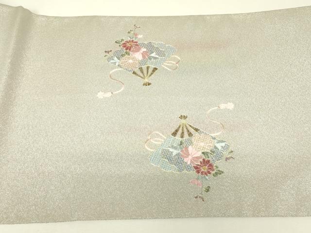 平和屋着物▼中国三大刺繍　スワトウ刺繍　汕頭刺繍　綴れ　太鼓柄袋帯　駒刺繍　総刺繍　檜扇花文　金糸　正絹　逸品　DABH6896az