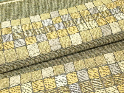 平和屋着物▼六通柄袋帯　市松文　金銀糸　正絹　逸品　DABH6906az