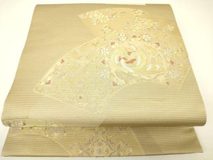 平和屋着物▼六通柄袋帯　花文鳳唐草丸文　金銀糸　正絹　逸品　DABH6920az
