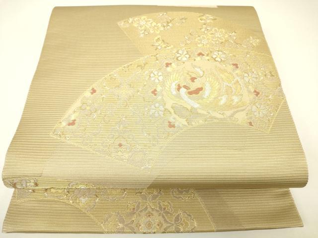 平和屋着物▼六通柄袋帯　花文鳳唐草丸文　金銀糸　正絹　逸品　DABH6920az