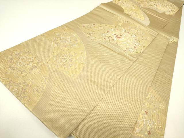 平和屋着物▼六通柄袋帯　花文鳳唐草丸文　金銀糸　正絹　逸品　DABH6920az