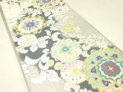平和屋着物▼六通柄袋帯　正倉院葡萄花文　金銀糸　正絹　逸品　DABH6925az
