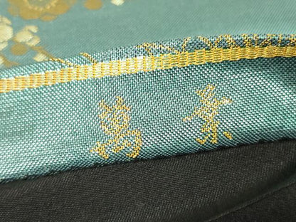 平和屋着物▼六通柄袋帯　萬葉　花丸文　金糸　正絹　逸品　DABH6932az