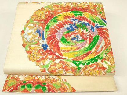 平和屋着物▼六通柄袋帯　天平鳳凰文　金糸　正絹　逸品　DABH6946az