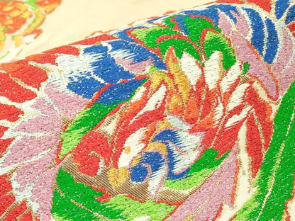 平和屋着物▼六通柄袋帯　天平鳳凰文　金糸　正絹　逸品　DABH6946az