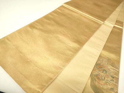 平和屋着物▼中国三大刺繍　スワトウ刺繍　汕頭刺繍　太鼓柄袋帯　向い鳥鳳凰更紗花文　金彩　正絹　逸品　DABH6947az