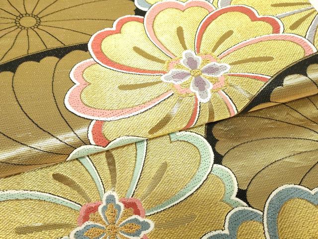 平和屋着物▼六通柄袋帯　舞花文　金糸　正絹　逸品　DABH6985az