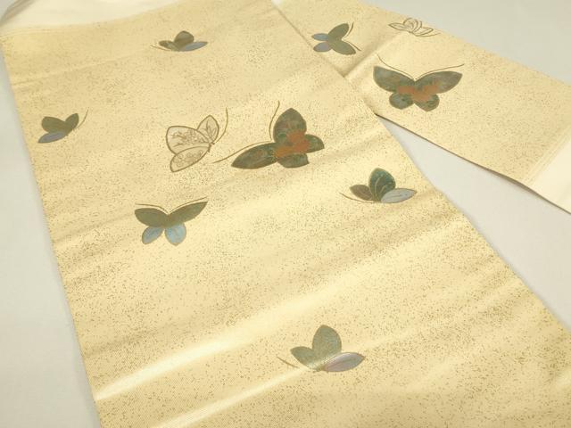 平和屋着物▼九寸名古屋帯　螺鈿箔　舞蝶文　金彩　正絹　逸品　DABH6996az