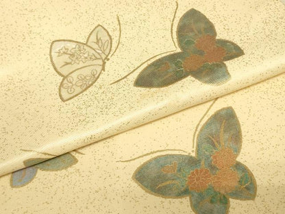 平和屋着物▼九寸名古屋帯　螺鈿箔　舞蝶文　金彩　正絹　逸品　DABH6996az