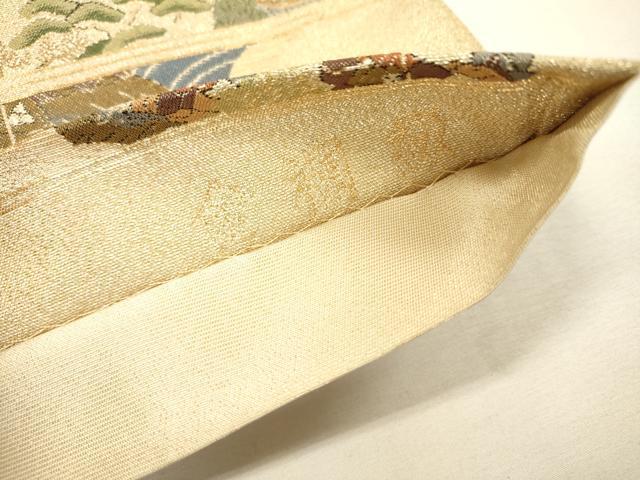 平和屋着物▼全通全景柄袋帯　人物風景文　金爛綴　正絹　逸品　DABH7011fe
