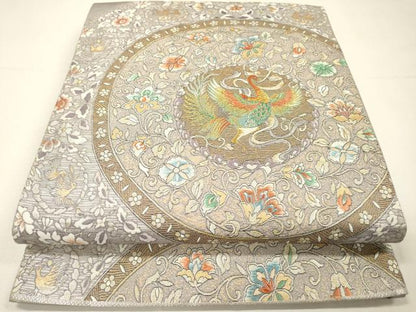 平和屋着物▼六通柄袋帯　正倉院鳳凰文　金糸　正絹　逸品　DABH7032fe