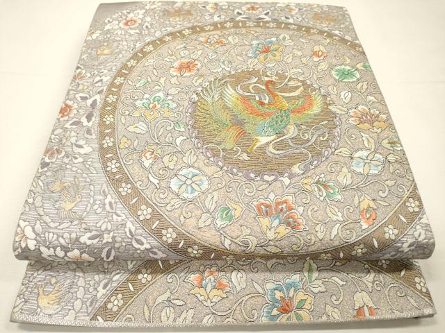 平和屋着物▼六通柄袋帯　正倉院鳳凰文　金糸　正絹　逸品　DABH7032fe