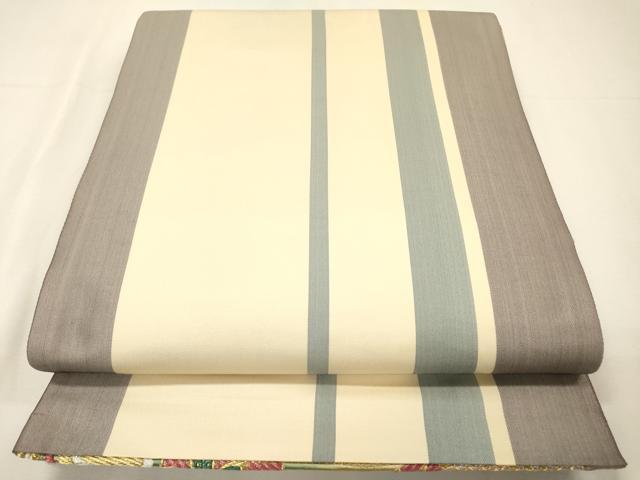 平和屋着物▼西陣　両面　六通柄袋帯　花小町　長尺織　金銀糸　正絹　逸品　DABH7044fe