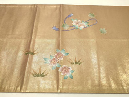 平和屋着物▼太鼓柄袋帯　螺鈿　作家物　楽器花文　金彩　正絹　逸品　DABH7049fe