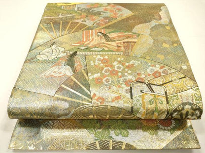 平和屋着物▼六通柄袋帯　源氏物語　金銀糸　引箔　正絹　逸品　DABH7055fe