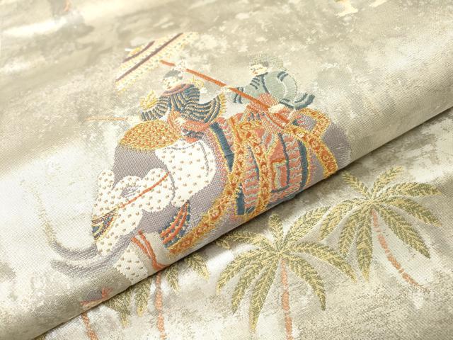 平和屋着物▼六通柄袋帯　動物人物風景文　本うるし箔金　正絹　逸品　DABH7056fe