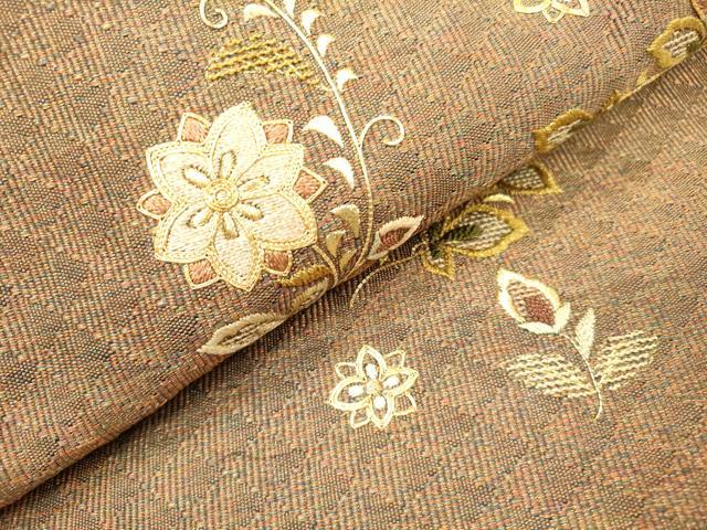 平和屋着物▼八寸名古屋帯　駒刺繍　総刺繍　花鳥文　金糸　正絹　逸品　DABH7065fe