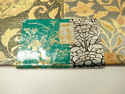 平和屋着物▼佐賀錦　六通柄袋帯　花鏡　金糸　正絹　逸品　未使用　DABH7081fe