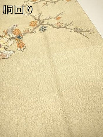 平和屋着物▽六通柄袋帯 枝花に休み鳥 金銀糸 正絹