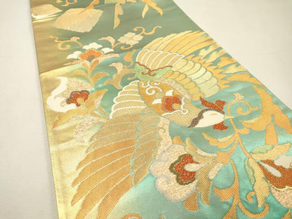 平和屋着物▼六通柄袋帯　彩慶鳳凰文　金糸　正絹　逸品　DABH7102fe