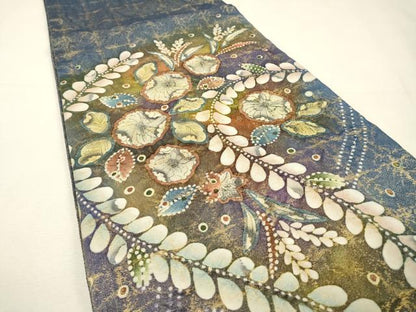 平和屋着物▼太鼓柄袋帯　作家物　絞り　辻が花　金糸　正絹　逸品　DABH7103fe