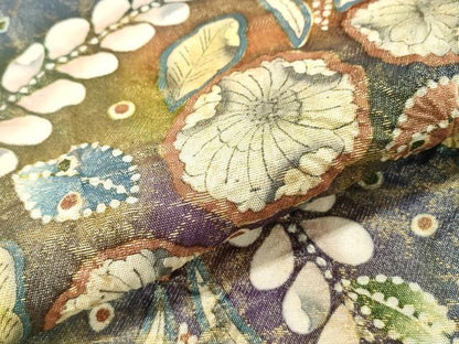 平和屋着物▼太鼓柄袋帯　作家物　絞り　辻が花　金糸　正絹　逸品　DABH7103fe