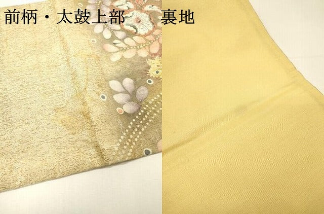 平和屋着物▼太鼓柄袋帯　作家物　絞り　辻が花　金糸　正絹　逸品　DABH7105fe
