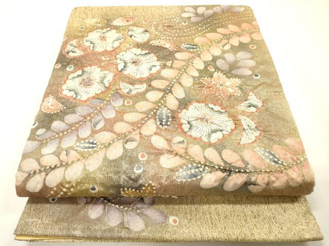 平和屋着物▼太鼓柄袋帯　作家物　絞り　辻が花　金糸　正絹　逸品　DABH7105fe