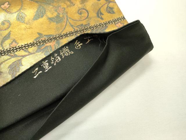 平和屋着物▼西陣　服部織物謹製　六通柄袋帯　こはく錦　手工芸　蜀江花文　二重箔織　金彩　引箔　正絹　逸品　DABH7109fe