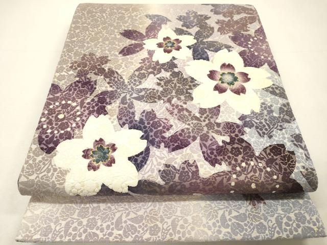 平和屋着物●両面　太鼓柄袋帯　輪奈織　舞桜　金糸　さが美扱い　正絹　逸品　DABH7115fe