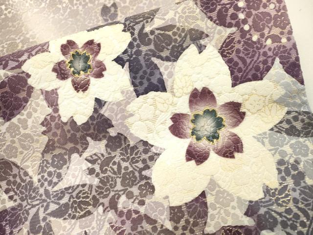 平和屋着物●両面　太鼓柄袋帯　輪奈織　舞桜　金糸　さが美扱い　正絹　逸品　DABH7115fe