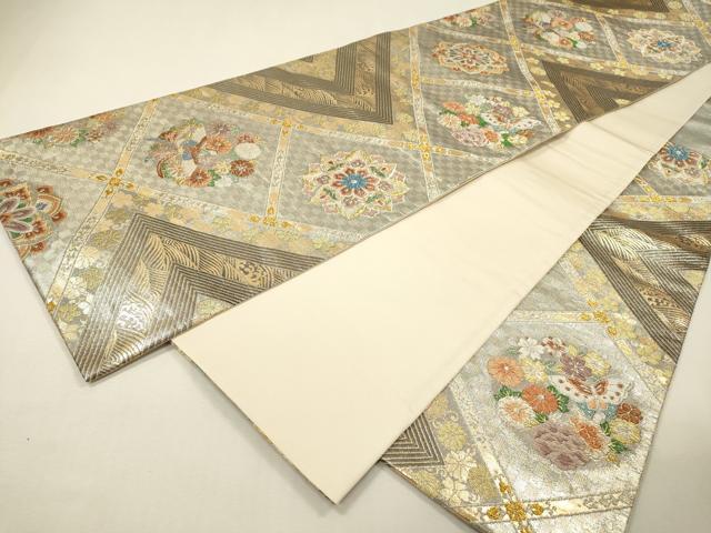 平和屋着物▼六通柄袋帯　天井鳳凰花文　金銀糸　正絹　逸品　DABH7119fe