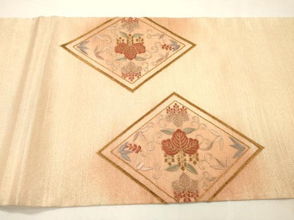 平和屋着物▼太鼓柄袋帯　総刺繍　花喰い鳥　桐花唐草菱文　金糸　正絹　逸品　DABH7122fe